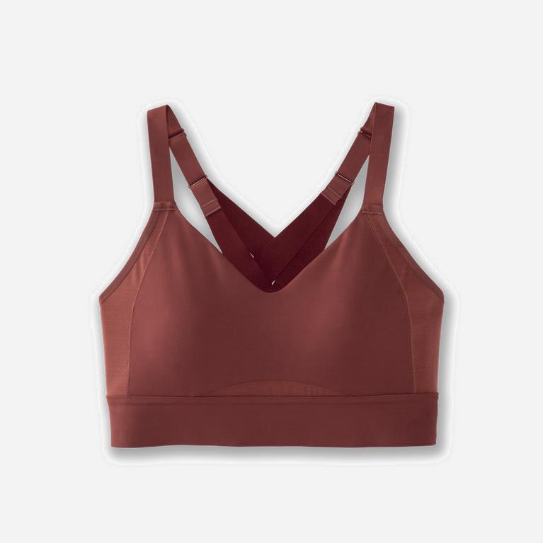 Brooks Drive Interlace Australia - Women's Running Bra - Burgundy/Terracotta (687014-QEB)